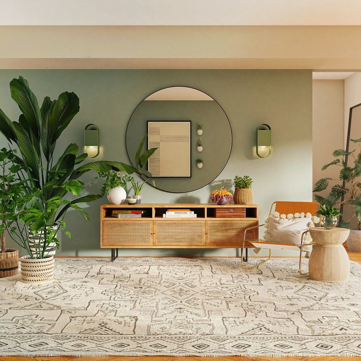 Elegant home living room interior with custom furniture